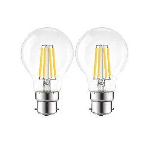 Extrastar 8W LED Filament Light Bulb B22, 2700K, pack of 2