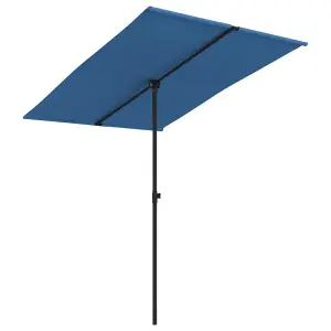 Berkfield Outdoor Parasol with Aluminium Pole 2x1.5 m Azure Blue