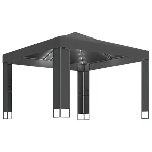 Berkfield Gazebo with Double Roof&LED String Lights 3x3 m Anthracite