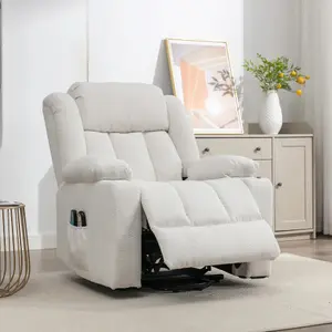 Lovell Electric Lift Assist Riser Recliner with Massage and Heat - Cream