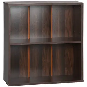 HOMCOM Bookshelf Display Storage Shelf with 2 Compartments for Study Walnut