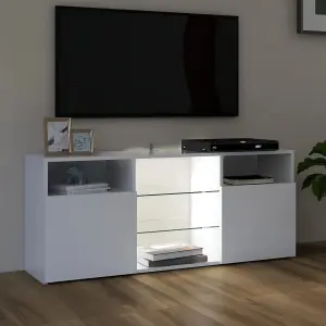 Berkfield TV Cabinet with LED Lights White 120x30x50 cm