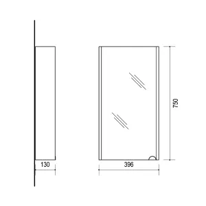 Bathroom Mirror Cabinet Mirrored Wall Unit 400 Slimline Cupboard Oak Finish Avir