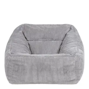 icon Morgan Corduroy Armchair Bean Bag and Pouffe Set Grey Giant Bean Bag Chair