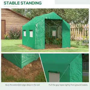 Outsunny Tunnel Greenhouse W/ UV-resistant PE Cover, Wide Door, 2 x 3(m), Green