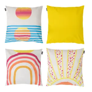 Veeva Soleil Collection Sun Rainbow and Terrazzo Set of 4 Outdoor Cushion - Collection Three