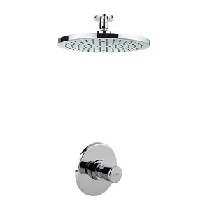 Timed Non Concussive Concealed Shower Self Closing + Round Fixed Ceiling Head