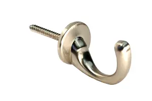 Nickel effect Zinc alloy Circular Single Round base Hook (H)41.5mm (W)25mm