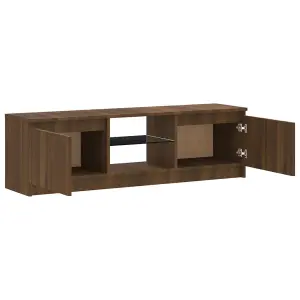 Berkfield TV Cabinet with LED Lights Brown Oak 120x30x35.5 cm