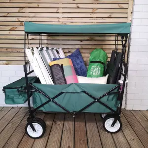 Folding Festival Camping Storage Trolley with Canopy & Waterproof Cover 100Kg capacity