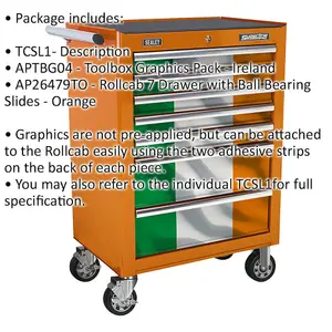 Ireland Portable Tool Chest with 7 Drawers and Locking Storage - 685x465x1005mm