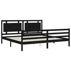 Berkfield Bed Frame with Headboard Black 200x200 cm Solid Wood