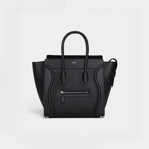 CELINE - Micro Luggage Handbag In Drummed Calfskin Leather - Black