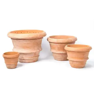 Primrose Garden Terracotta Round Rolled Rim Patio Planter Pot 17.5cm