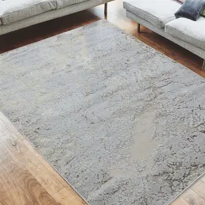 Strata Bronze Grey Champagne Modern Abstract Easy to Clean Rug for Living Room Bedroom and Dining Room-120cm X 170cm