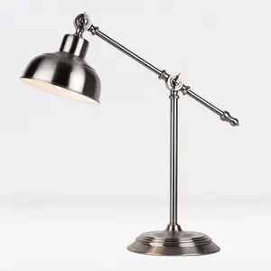 First Choice Lighting Set of 2 Satin Nickel Lever Arm Table Lamps