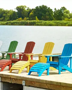 Garden Chair ADIRONDACK with Footstool Yellow