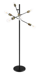 GoodHome Milne Matt Black Antique brass effect Floor lamp