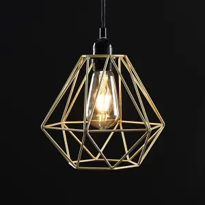 ValueLights Diablo Gold Ceiling Pendant Shade and E27 Pear LED 4W Warm White 2200K Bulb