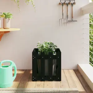 Berkfield Garden Planter with Fence Design Black 40x40x40 cm Solid Wood Pine