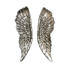 Melody Maison Large Silver Wall Mounted Angel Wings