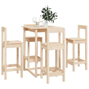 Berkfield 5 Piece Bar Set Solid Wood Pine