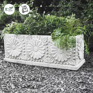 Large Daisy design Stone Planter Trough