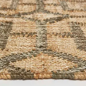 Homescapes Tiran Brown Geometric Handwoven Jute Rug, 120 x 170 cm