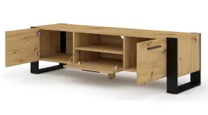 Modern Nuka TV Cabinet  in Oak Artisan W1600mm x H480mm x D430mm