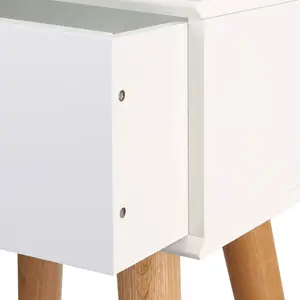 Mattias 1 Drawer Bedside Table Beige/White