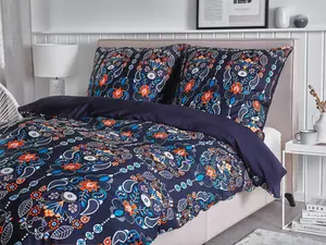 Duvet Cover Set MADRONA 155 x 220 cm Cotton Sateen Dark Blue