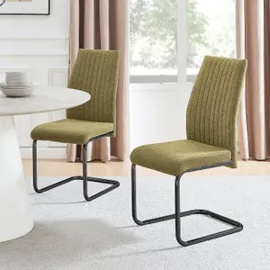 Furniturebox UK Lorenzo 2x Sage Green Fabric Black Leg Dining Chair