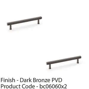 2 PACK - Reeded T Bar Pull Handle - Dark Bronze 160mm Centres SOLID BRASS Drawer Lined