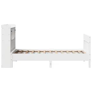 Berkfield Bed Frame without Mattress White 75x190 cm Small Single Solid Wood Pine