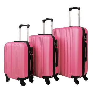 Pink Delta Stripe 3 Piece Luggage Set