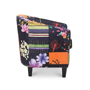 Fabric Black Patchwork Tricia Tub Chair