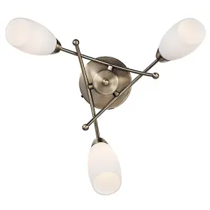 Contemporary 3 Arm Antique Brass Ceiling Light Fitting