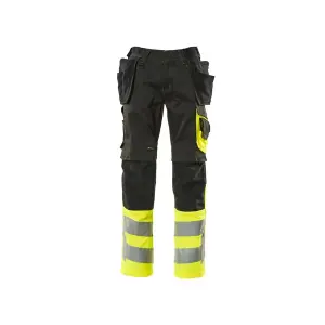 Mascot Safe Supreme Trousers with Holster Pockets (Black/Hi-Vis Yellow)  (32.5) (Leg Length - Long)