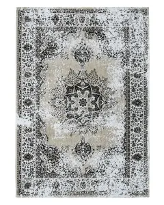 Cotton Area Rug 140 x 200 cm Beige and Grey ALMUS