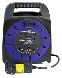 PRO ELEC - 4 Gang RCD Extension Reel, 13A, 25m