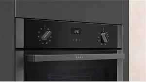 Neff N50 Slide And Hide B3ACE4HG0B Built In Electric Single Oven, Graphite Grey