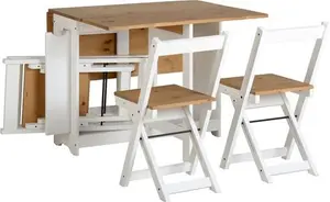 Seconique Santos 4 Seater Butterfly Dining Set White Distressed Waxed Pine