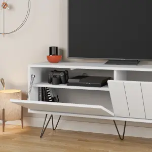 Decortie Picadilly Modern TV Unit Multimedia Centre Storage Cabinet Oak White 139cm for 55" TV