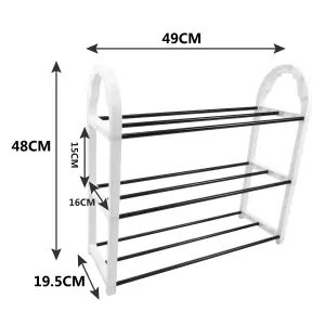 AMOS 3-tier Mini Shoe Rack Organiser - White & Black