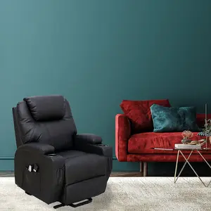 Dream Plus Large Electric Single Motor Rise & Recline Chair - Black PU Leather