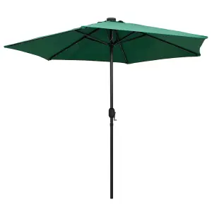 Berkfield Parasol with LED Lights and Aluminium Pole 270 cm Green