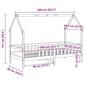 Berkfield Kids' House Bed Frame without Mattress Wax Brown 90x200 cm Pine