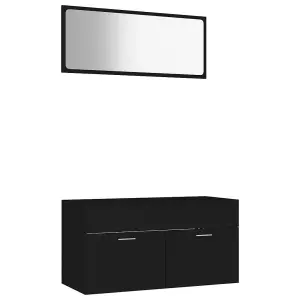 Berkfield 2 Piece Bathroom Furniture Set Black Engineered Wood