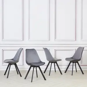 4 Rivas Velvet Upholstered Dining Chairs (Set of 4) Grey