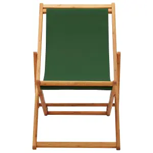 Berkfield Folding Beach Chair Eucalyptus Wood and Fabric Green